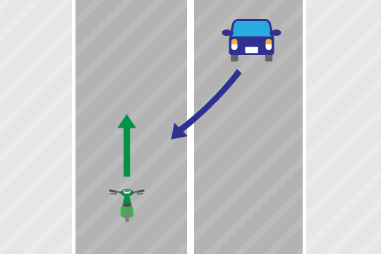 基本過失割合10：0 センターラインオーバーの自動車とバイク