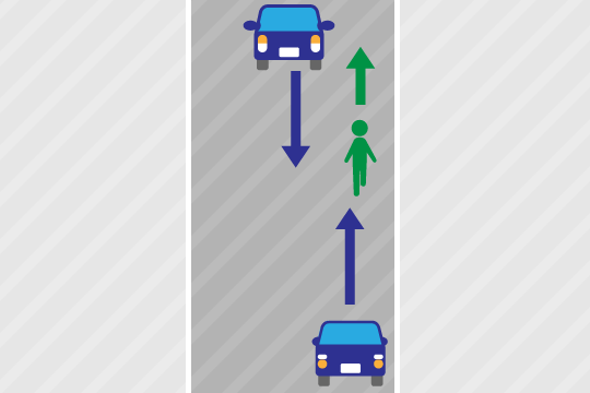 歩道がない道路上での事故