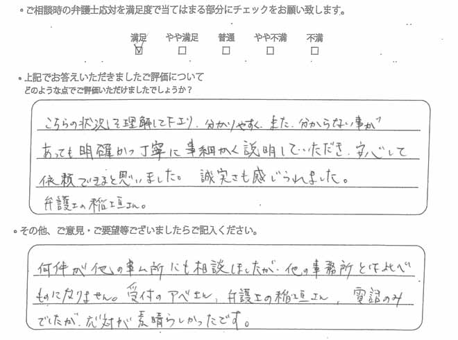 交通事故のご相談を頂いたお客様の声