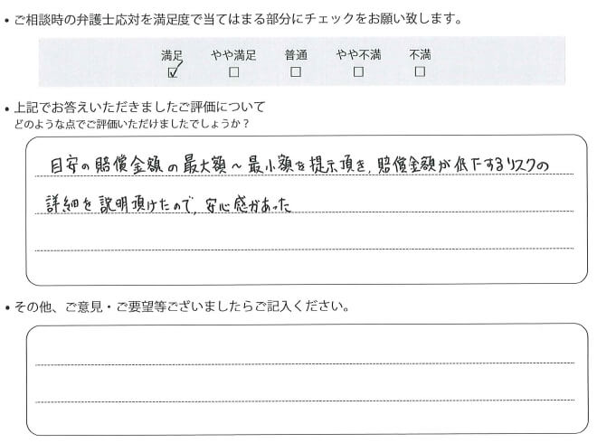 交通事故のご相談を頂いたお客様の声