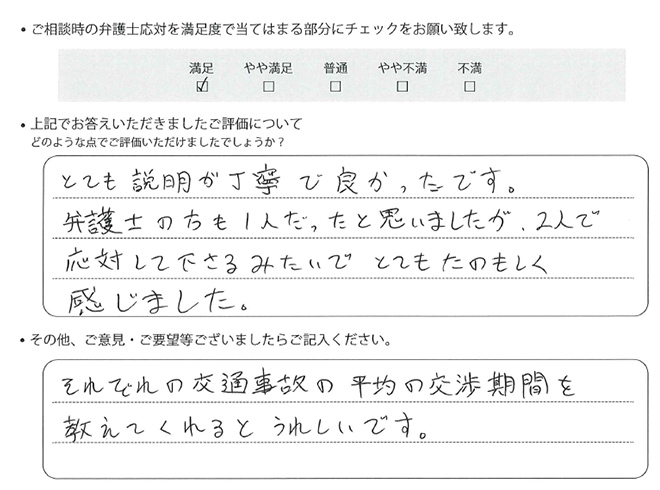 交通事故のご相談を頂いたお客様の声