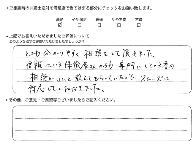 交通事故のご相談を頂いたお客様の声