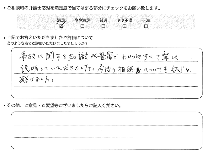 交通事故のご相談を頂いたお客様の声