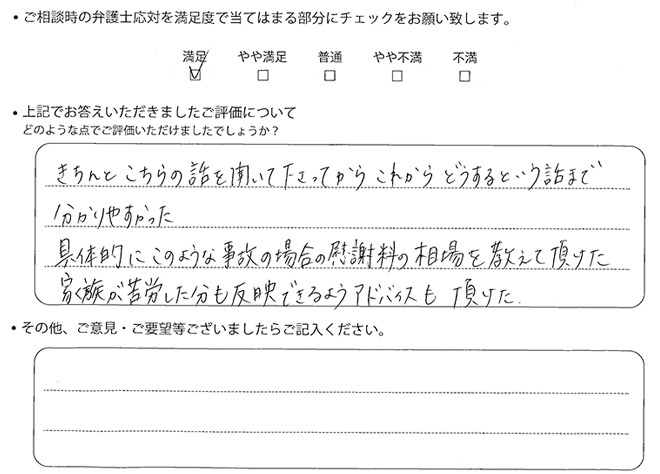 交通事故のご相談を頂いたお客様の声